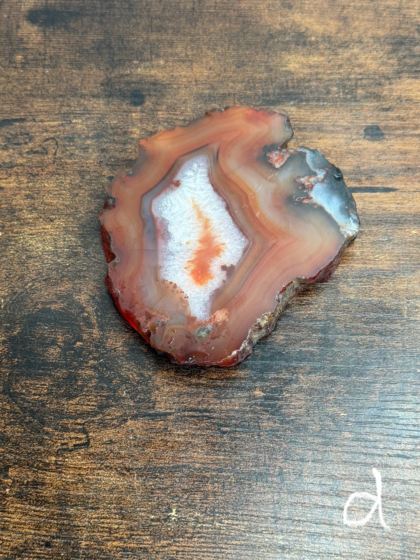 Quartz & Agate carnelian slice