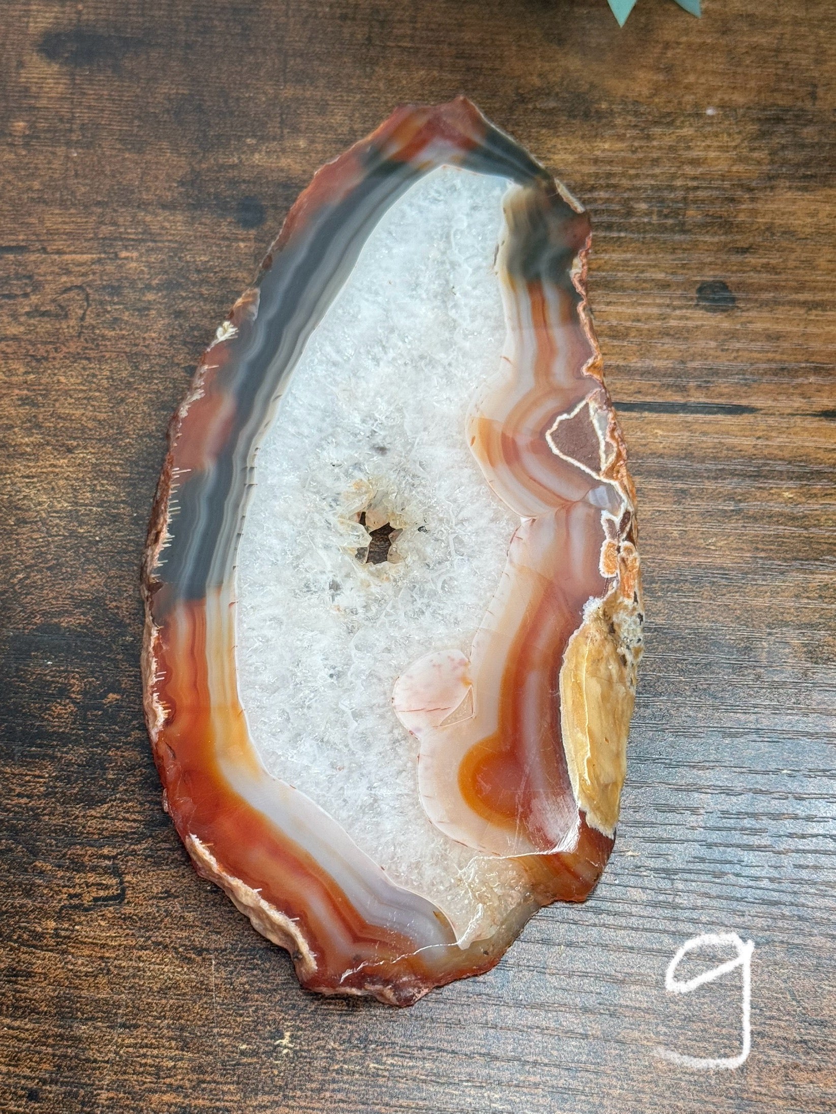 Quartz & Agate carnelian slice