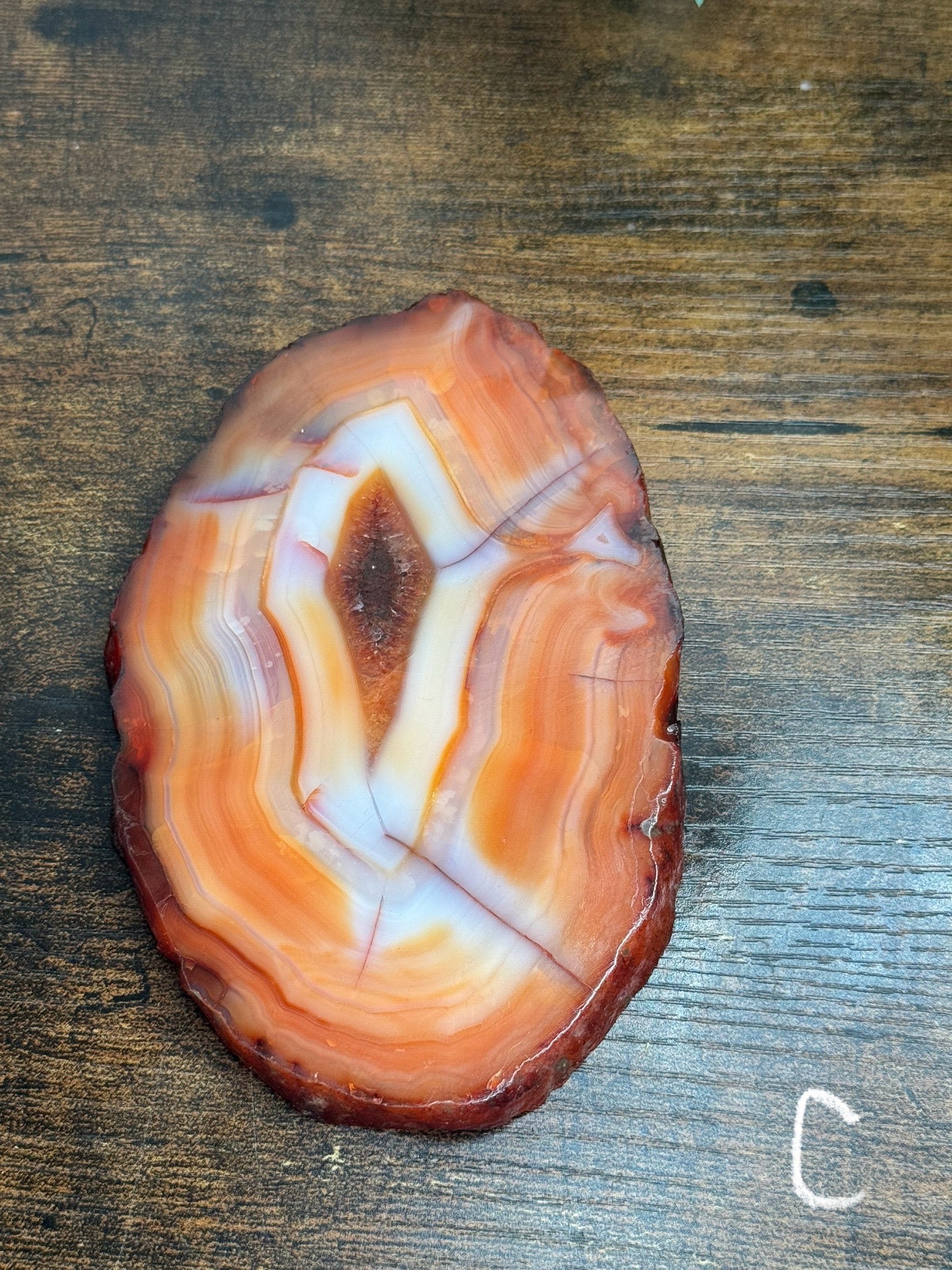 Quartz & Agate carnelian slice