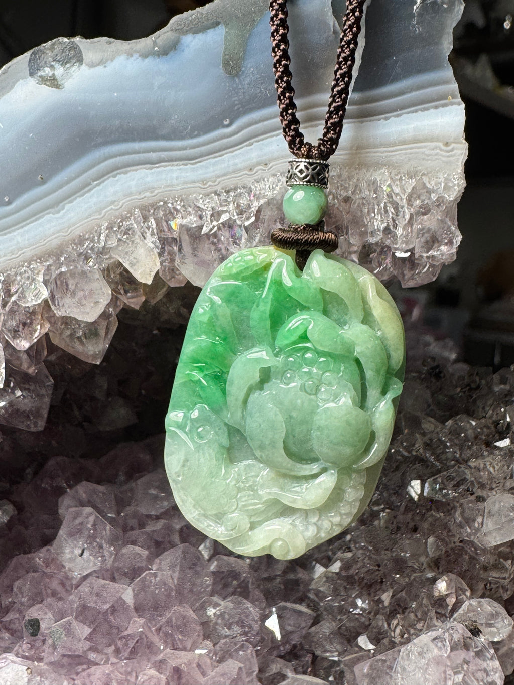 Burmese Jade lotus rooster